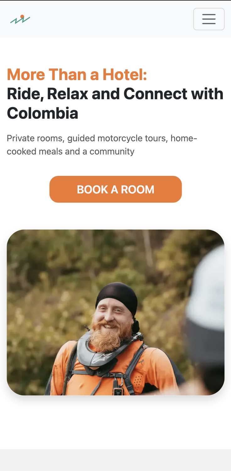 Mobile version of the same homepage with responsive design